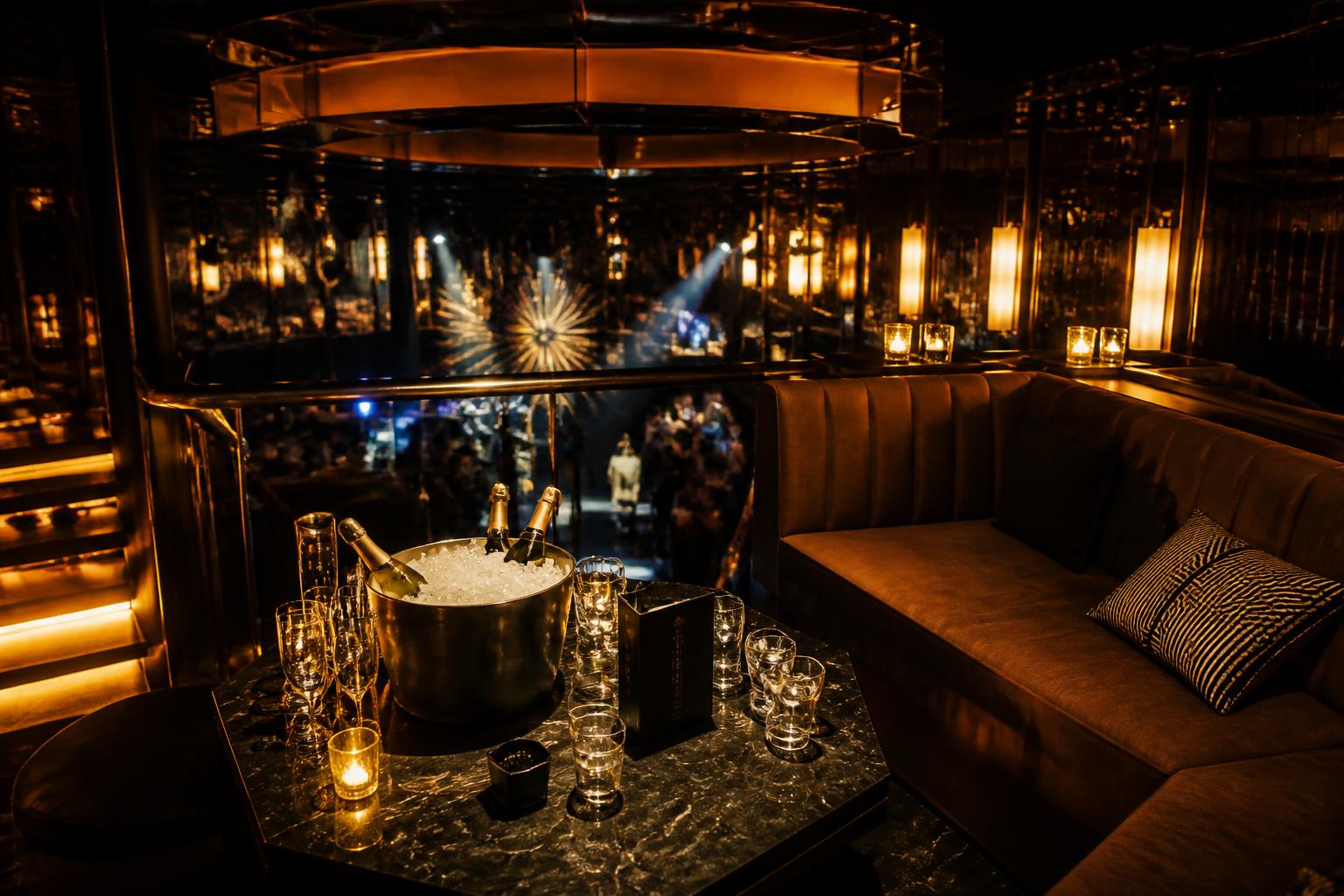 VIP marble table seating overlooking the WW Clubs Dubai dance floor
